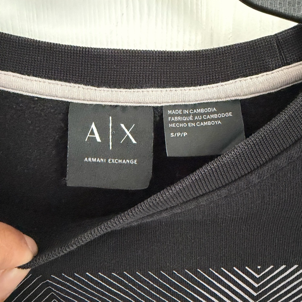 Armani Exchange AX Logo Crewneck Sweatshirt Black NWOT Men’s - Picture 4 of 6